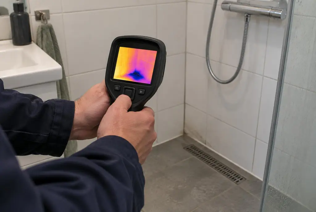 Lekdetectie Maarn – lekdetectiespecialist met warmtebeeldcamera in een badkamer