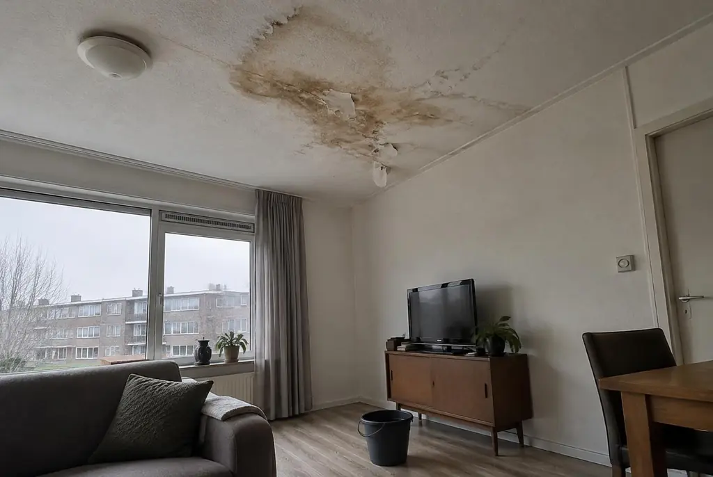 Lekdetectie Maarn – vochtplek op het plafond onder een badkamer
